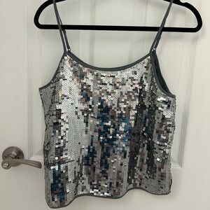 Joe Fresh Sequin “Disco Ball” Crop Tank Top, Sz S